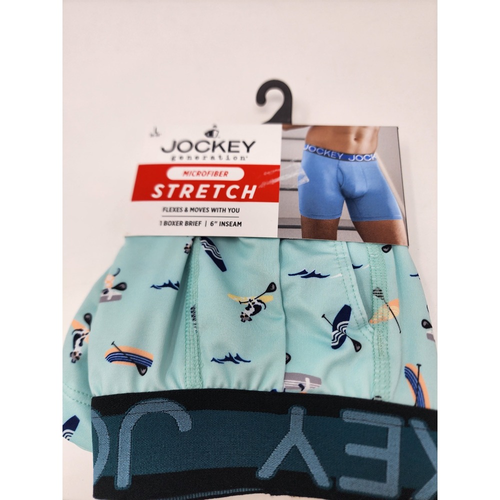 Jockey Generation Mens Microfiber Stretch Boxer Briefs Blue Polyester Size Large